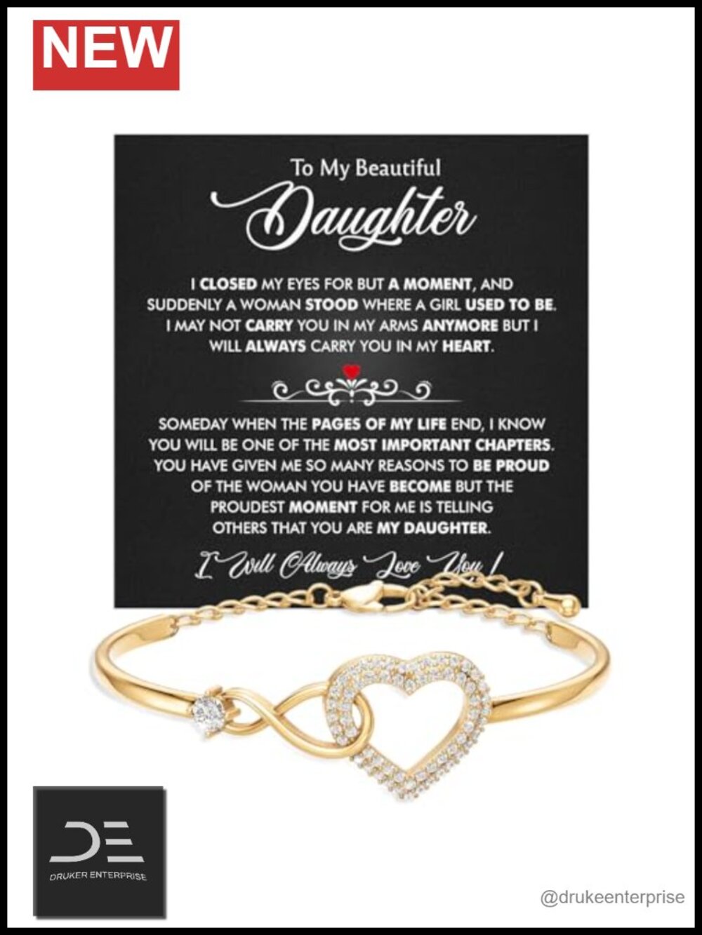 Personalized Daughter Bracelet from Mom Dad Gift Stainless Steel Adjustable